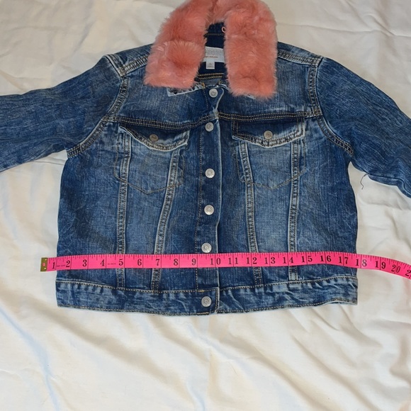 Girls XL 14 Gymboree Go Outside Jean Jacket Pink Faux Fur Like New - Picture 12 of 12